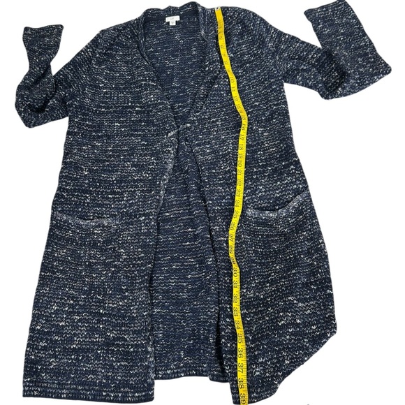 J. Jill Blue Marled Melange Long Knit Open Front Cardigan Sweater Sz M Tall - Picture 12 of 14